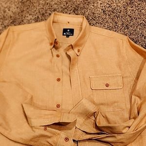 Ben Sherman Tan Herringbone Button Down - Size M